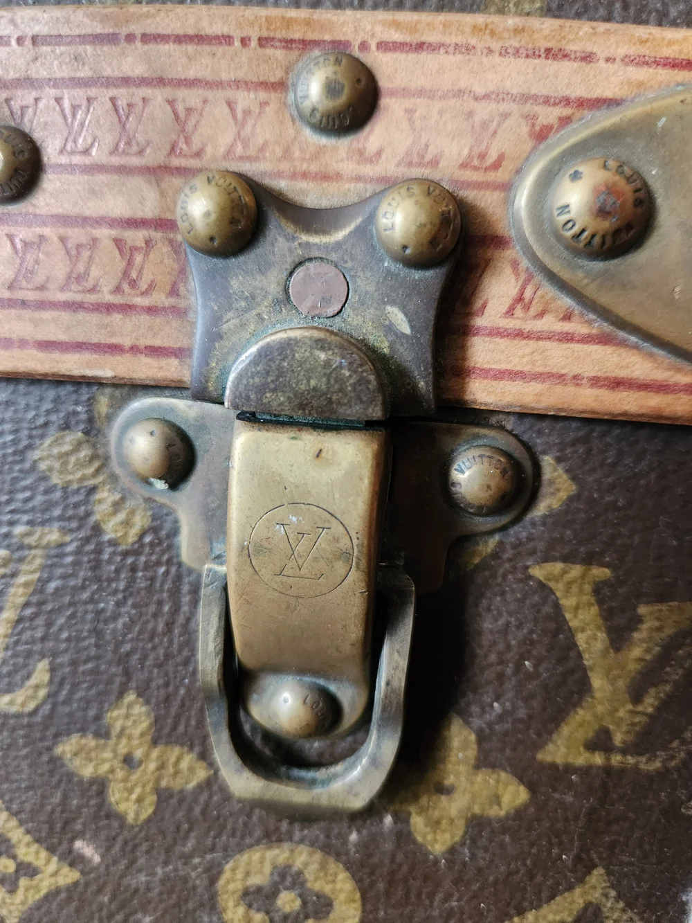 Louis Vuitton Brown Monogram Travel Trunk Panel with Gold Motif